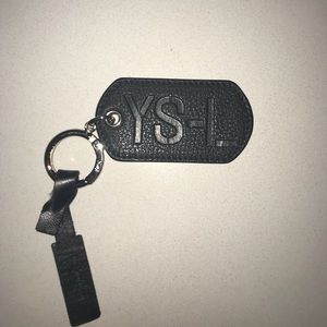 Yves Saint Laurent Black leather keychain
